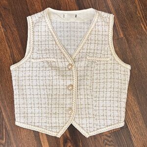 Cream and Gold Tweed Vest